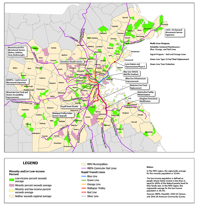 Figure 8a is a map that shows the public transit projects that were funded in the 2023–27 Transportation Improvement Program.